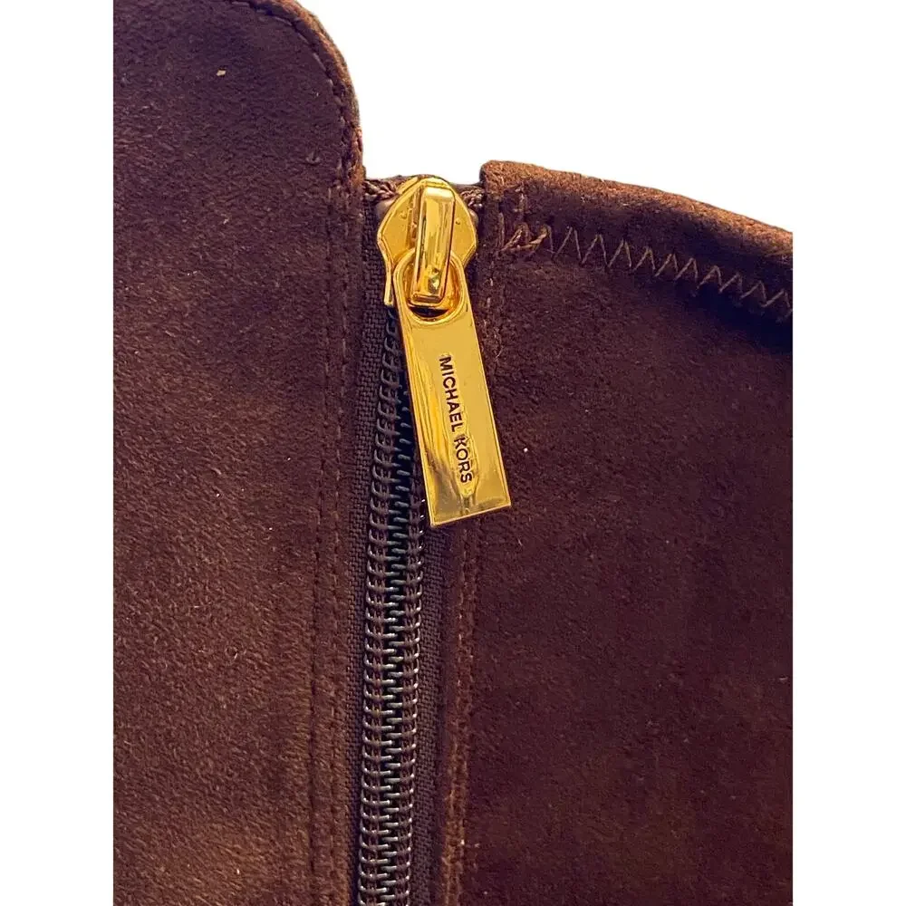 Michael Kors Braden Mid Boots Block Heel Faux Suede Going Out Fall Festival 5.5M